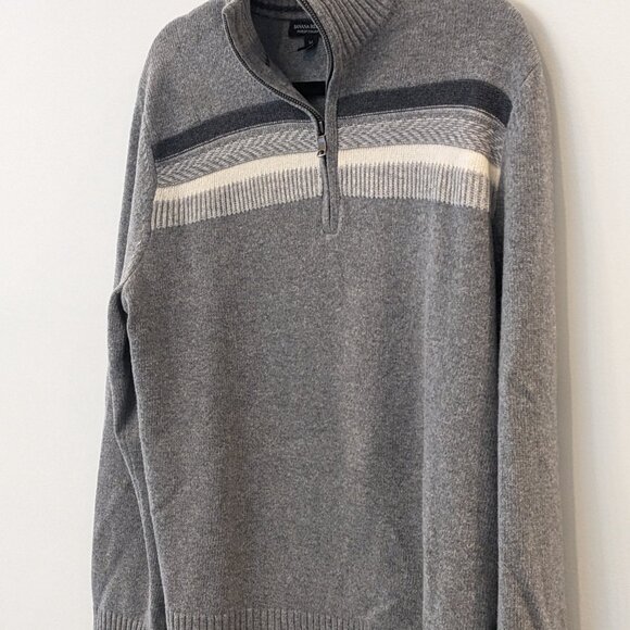 Banana Republic Men's Grey Quarter-Zip Italian Yarn Sweater - Size Medium - Picture 4 of 5